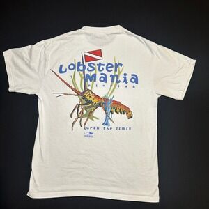 Vintage Lobster Mania T Shirt Florida Haynes Beefy‎ Tee Diving White Size M